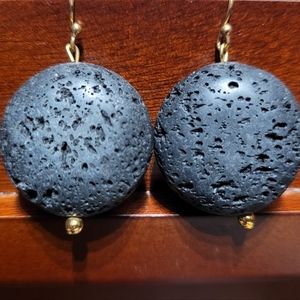 Stone-looking hook drop earrings